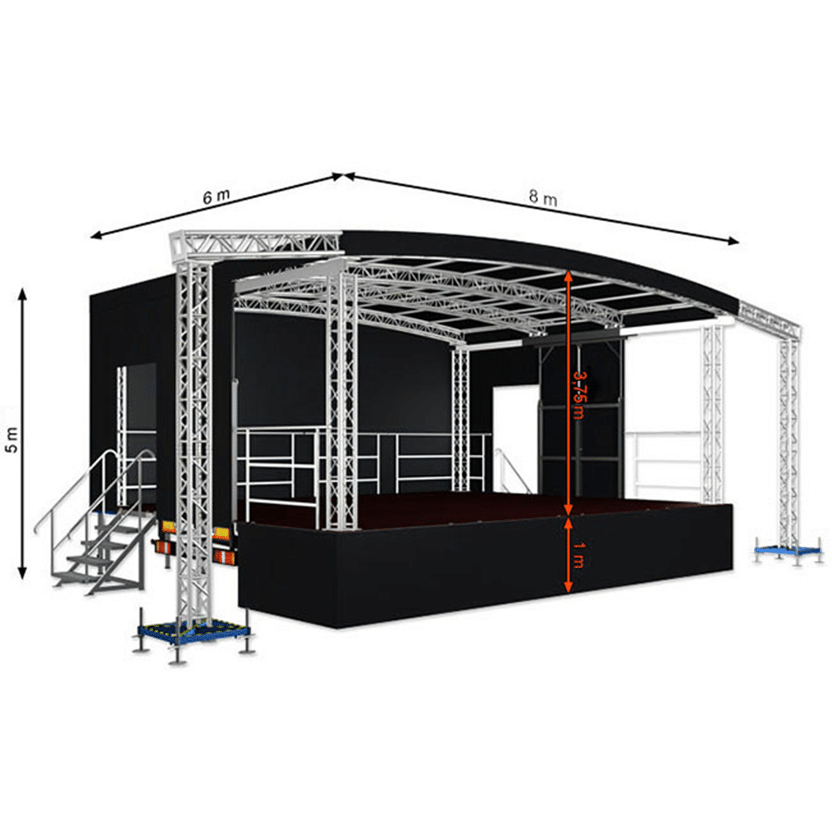 Mobile Bühne Rundbogen 8m x 6m mieten - Veranstaltungstechnik Halle