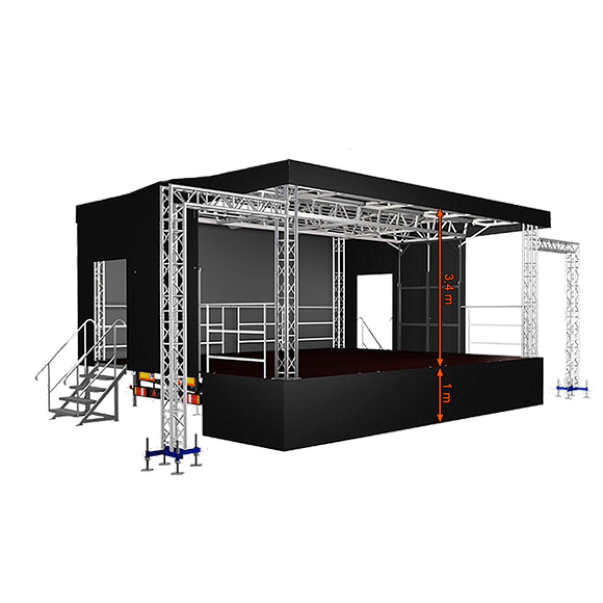 Mobile Bühne 8m x 6m Pultdach mieten - Veranstaltungstechnik Halle